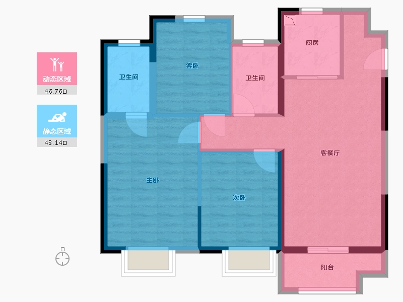 河北省-沧州市-中梁观沧海-80.35-户型库-动静分区