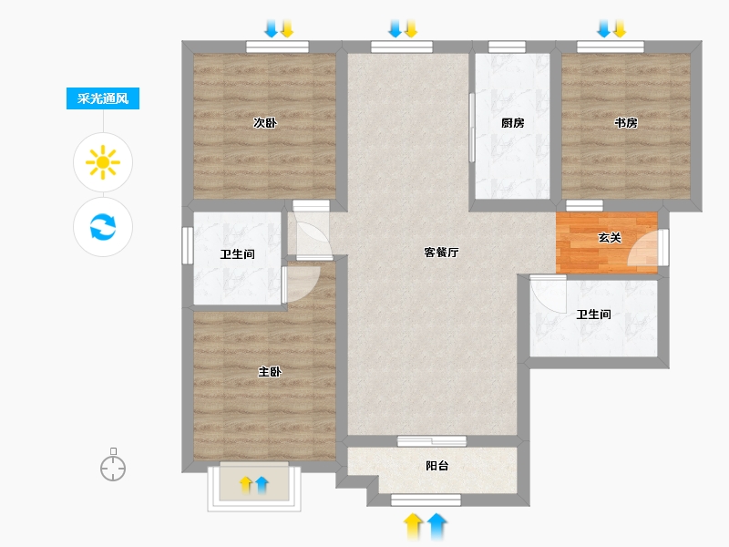 河北省-廊坊市-中交·香颂-79.57-户型库-采光通风