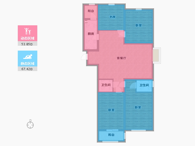 山西省-太原市-中正·亲贤们-108.38-户型库-动静分区