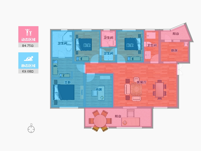 云南省-昆明市-乡鸭湖忆江南-136.83-户型库-动静分区