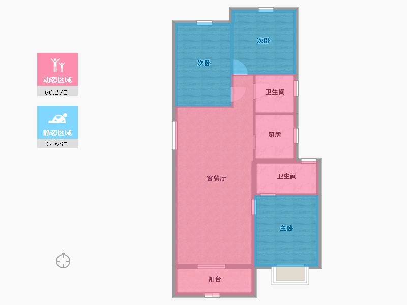 河北省-石家庄市-滨江·荣盛华府-88.81-户型库-动静分区