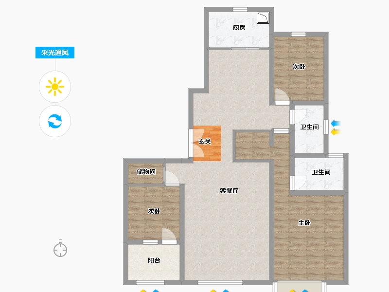 河北省-廊坊市-正园-113.96-户型库-采光通风