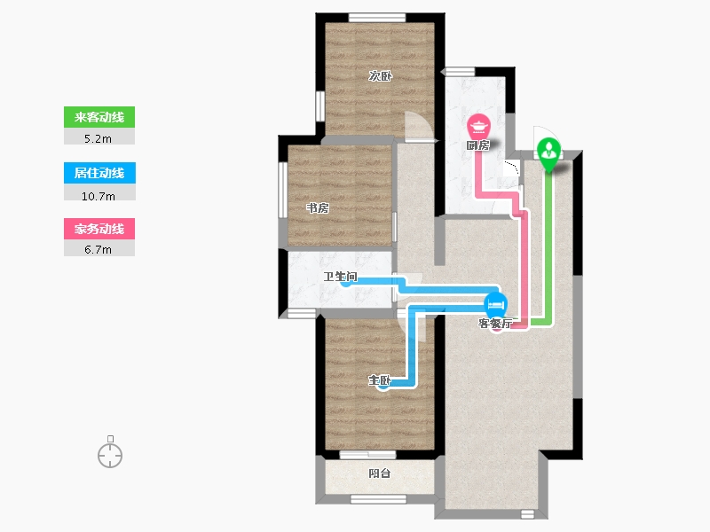 河北省-廊坊市-廊坊孔雀城公园海一期-74.78-户型库-动静线