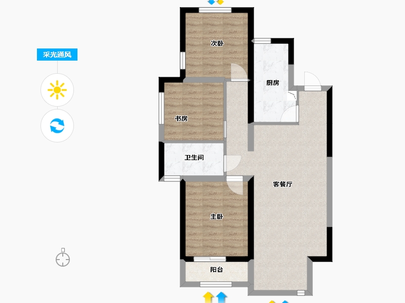 河北省-廊坊市-廊坊孔雀城公园海一期-74.78-户型库-采光通风