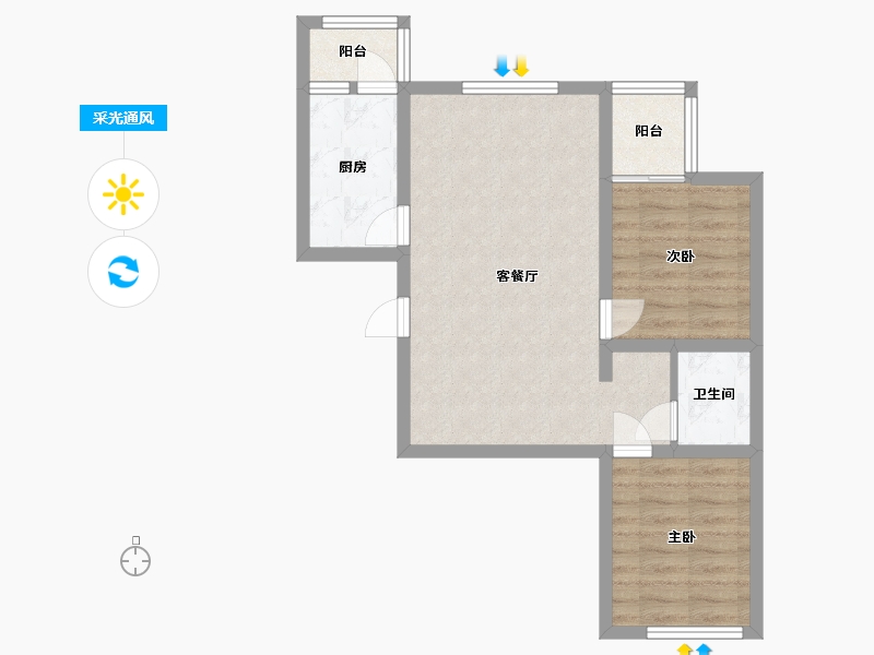 河北省-廊坊市-幸福家园-60.03-户型库-采光通风