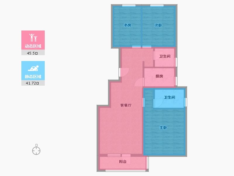 河北省-廊坊市-廊坊孔雀城公园海一期-77.27-户型库-动静分区