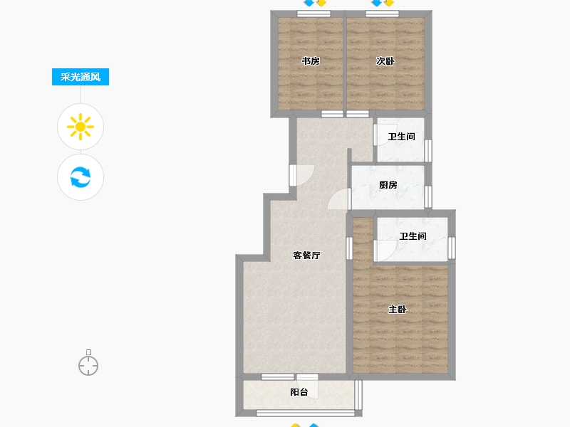 河北省-廊坊市-廊坊孔雀城公园海一期-77.27-户型库-采光通风