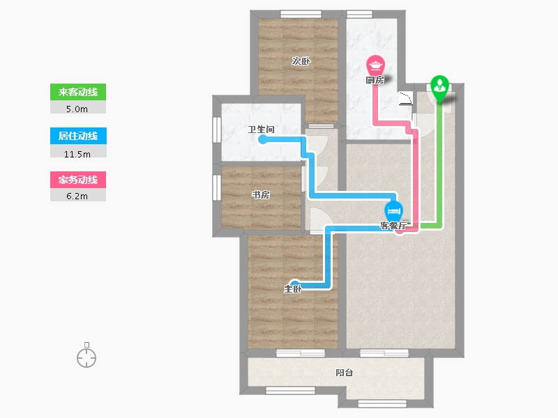 河北省-廊坊市-廊坊孔雀城公园海一期-66.12-户型库-动静线