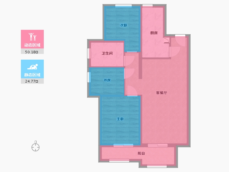 河北省-廊坊市-廊坊孔雀城公园海一期-66.12-户型库-动静分区