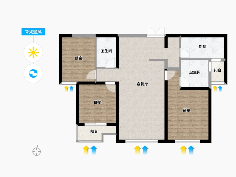 山西省-太原市-广电新景-93.32-户型库-采光通风