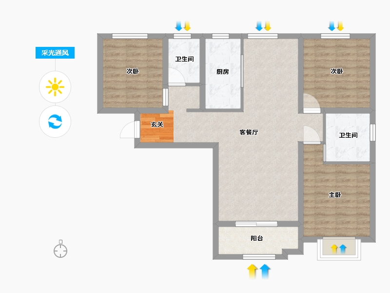 河北省-廊坊市-中交·香颂-83.00-户型库-采光通风