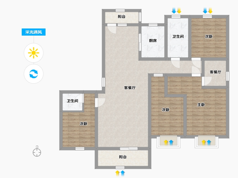 河北省-石家庄市-滨江·荣盛华府-119.15-户型库-采光通风