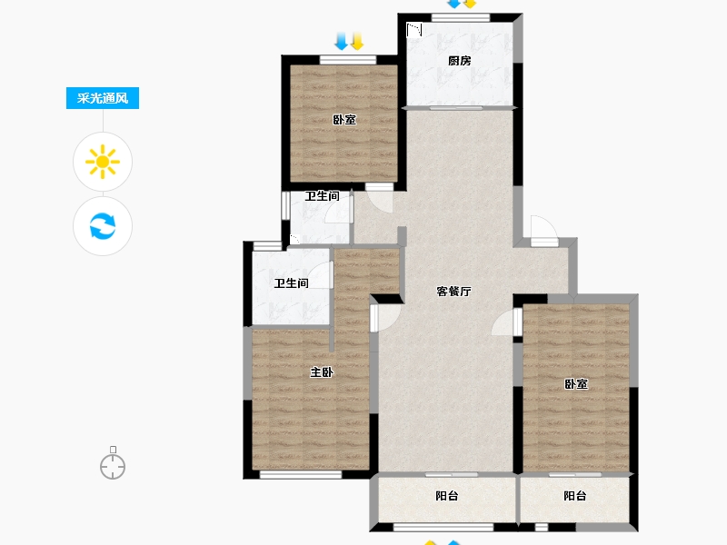 山西省-太原市-润景•园著-106.90-户型库-采光通风