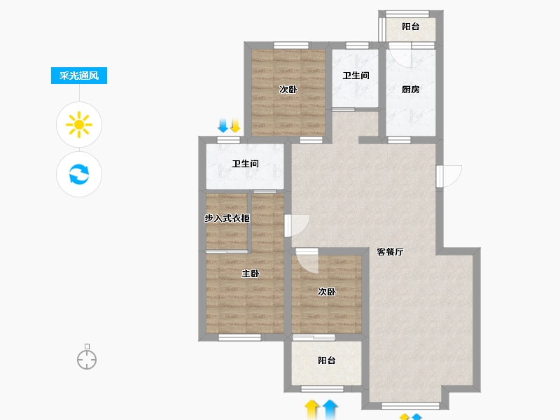 河北省-廊坊市-幸福家园-87.28-户型库-采光通风