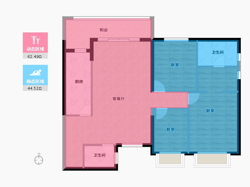 云南省-曲靖市-恒大绿洲-96.44-户型库-动静分区