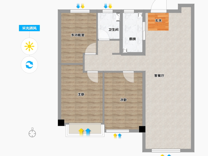 河北省-唐山市-迁西碧桂园·天玺湾-91.49-户型库-采光通风