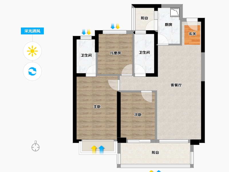 四川省-成都市-建发中央湾区-80.31-户型库-采光通风