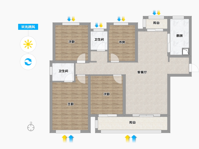 四川省-成都市-花样年香門第西区-107.77-户型库-采光通风