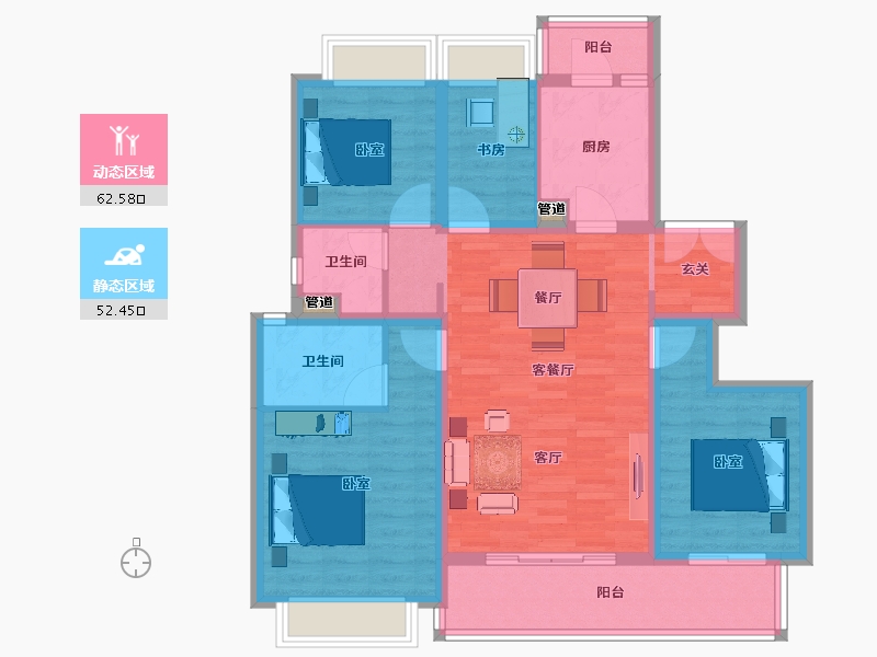 云南省-昆明市-新城和樾-103.35-户型库-动静分区