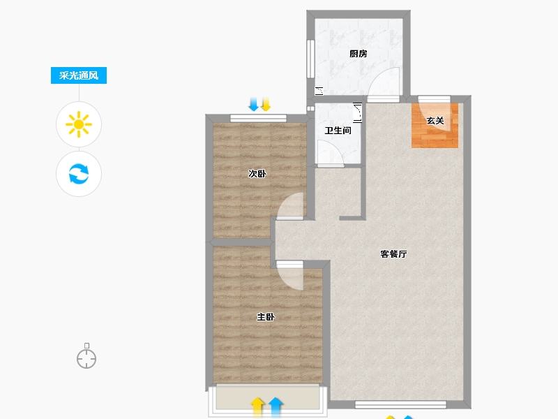 河北省-唐山市-仁恒公园四季-78.73-户型库-采光通风