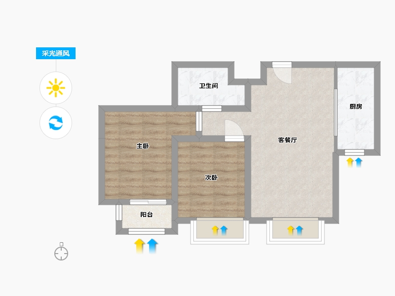 河北省-廊坊市-中交·香颂-54.23-户型库-采光通风