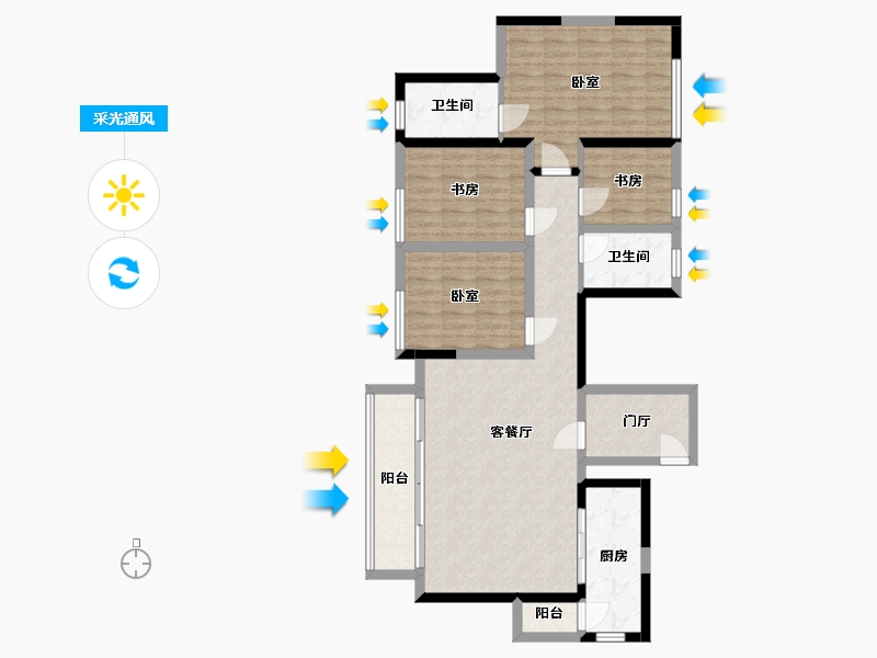 四川省-成都市-朗基香樾府-103.28-户型库-采光通风