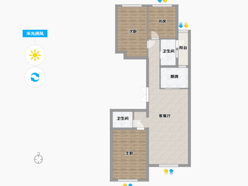 河北省-廊坊市-世嘉·正园-100.80-户型库-采光通风