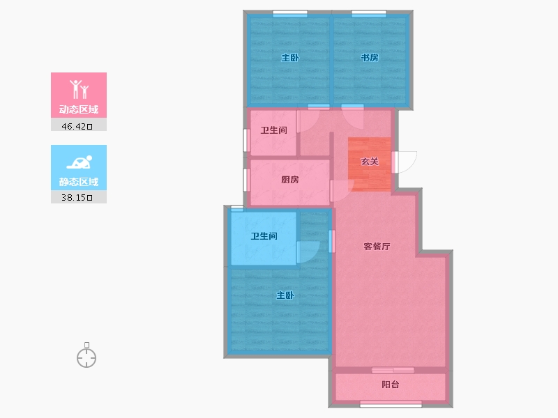 河北省-廊坊市-廊坊孔雀城公园海一期-74.95-户型库-动静分区