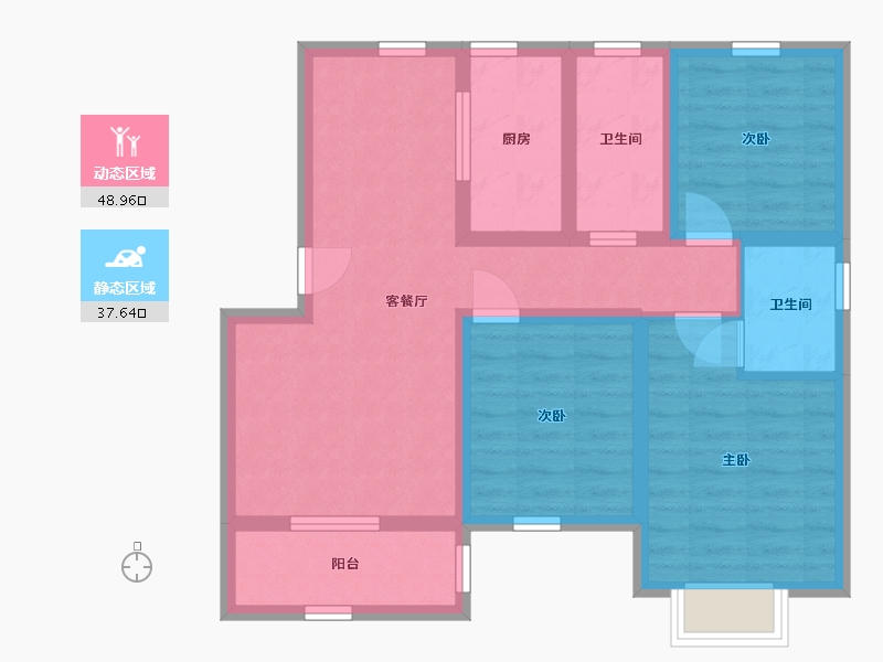 河北省-石家庄市-滨江·荣盛华府-75.80-户型库-动静分区