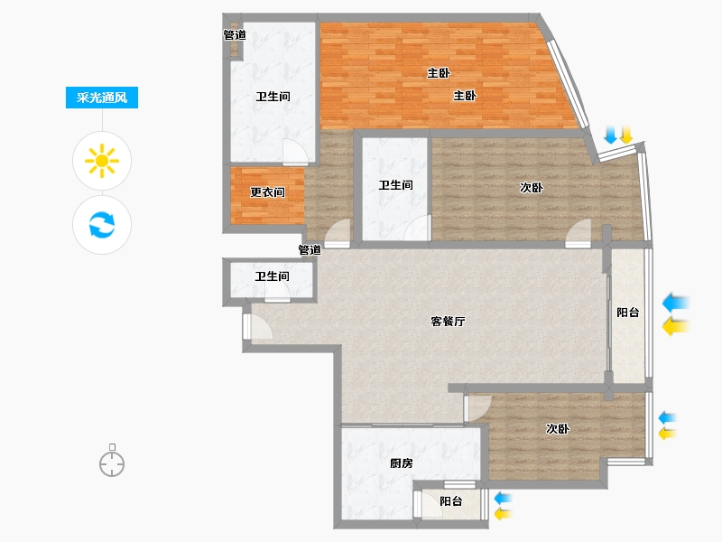 云南省-昆明市-永和府-143.42-户型库-采光通风