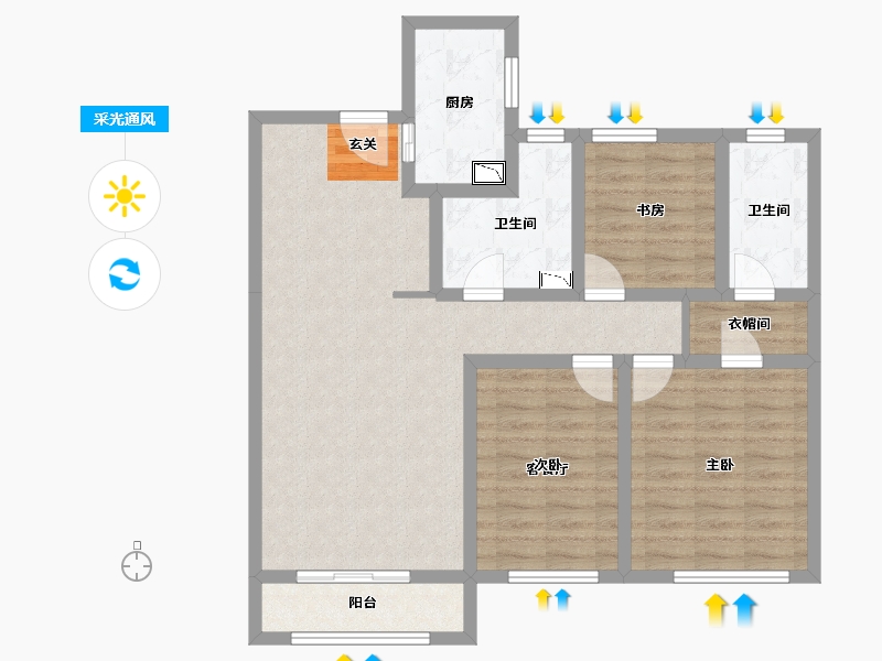 河北省-唐山市-仁恒公园四季-91.10-户型库-采光通风