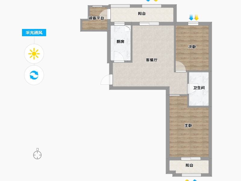 河北省-廊坊市-世嘉·正园-61.44-户型库-采光通风