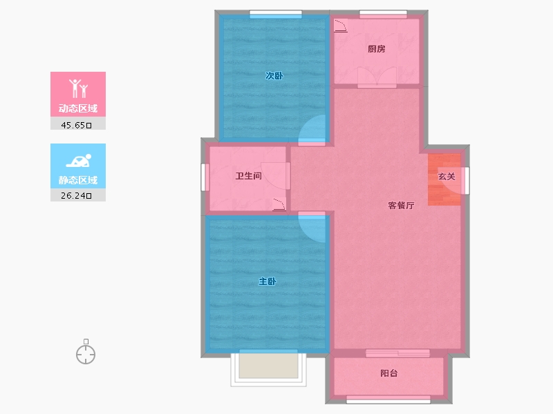 河北省-唐山市-左岸景林-63.78-户型库-动静分区