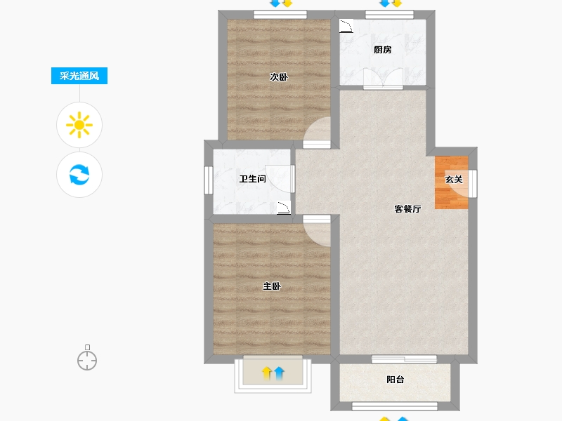 河北省-唐山市-左岸景林-63.78-户型库-采光通风