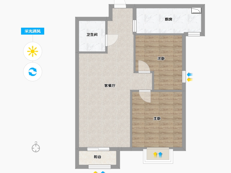 河北省-廊坊市-中建·高街国际-64.00-户型库-采光通风