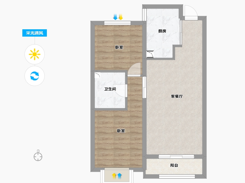 山西省-太原市-保利壹号公馆四期-56.21-户型库-采光通风