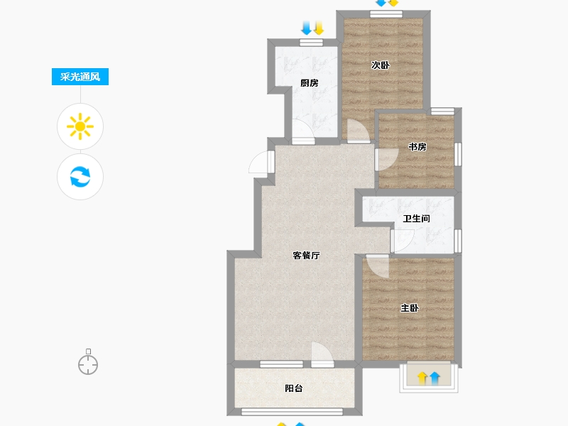 河北省-廊坊市-首开·国风悦都-71.20-户型库-采光通风