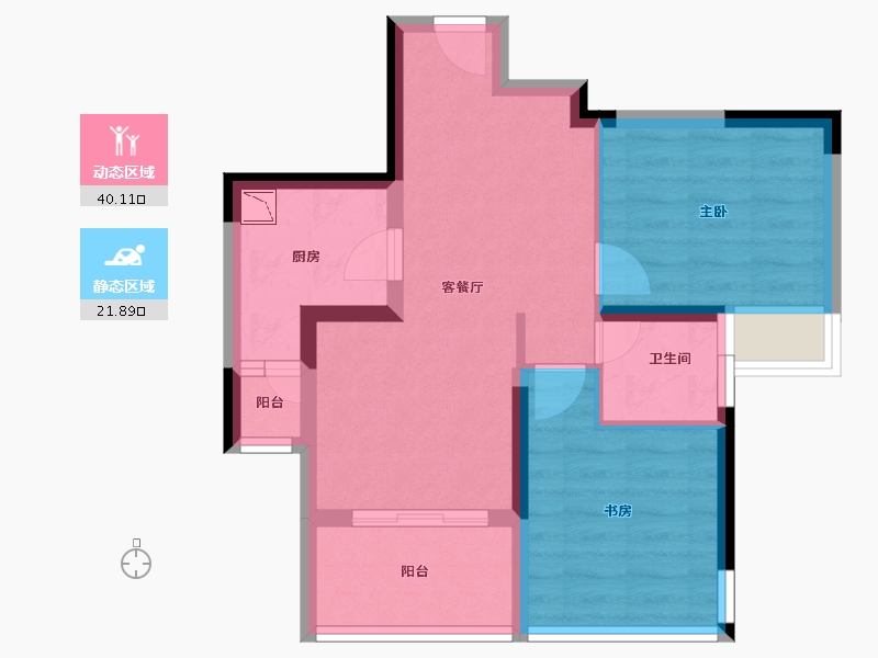 四川省-成都市-格林城市花园二期-54.05-户型库-动静分区