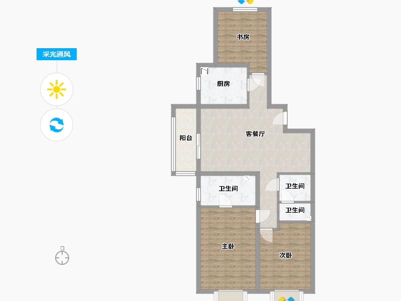 山西省-太原市-当代城ΜΟΜΛ-87.75-户型库-采光通风