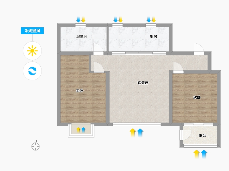 河北省-沧州市-金域华城-75.00-户型库-采光通风