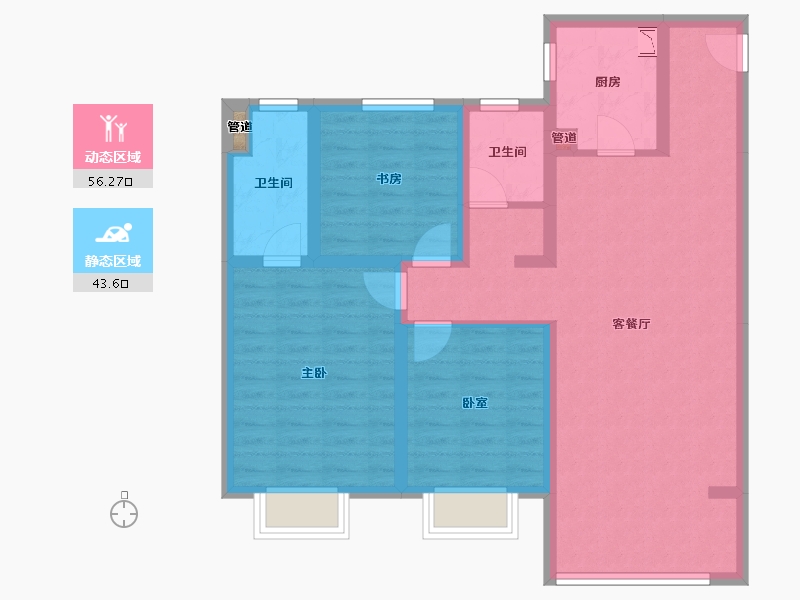 山西省-太原市-金科·博翠天宸-88.58-户型库-动静分区