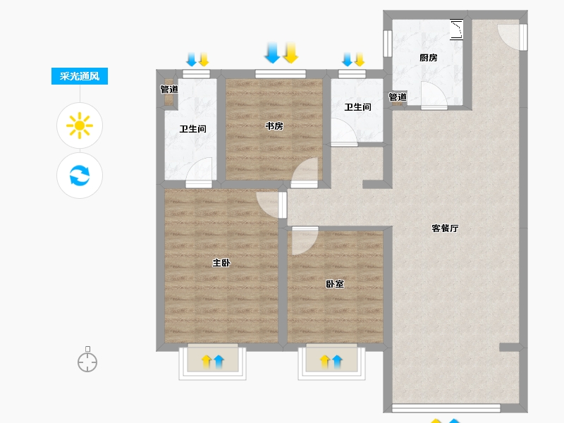 山西省-太原市-金科·博翠天宸-88.58-户型库-采光通风