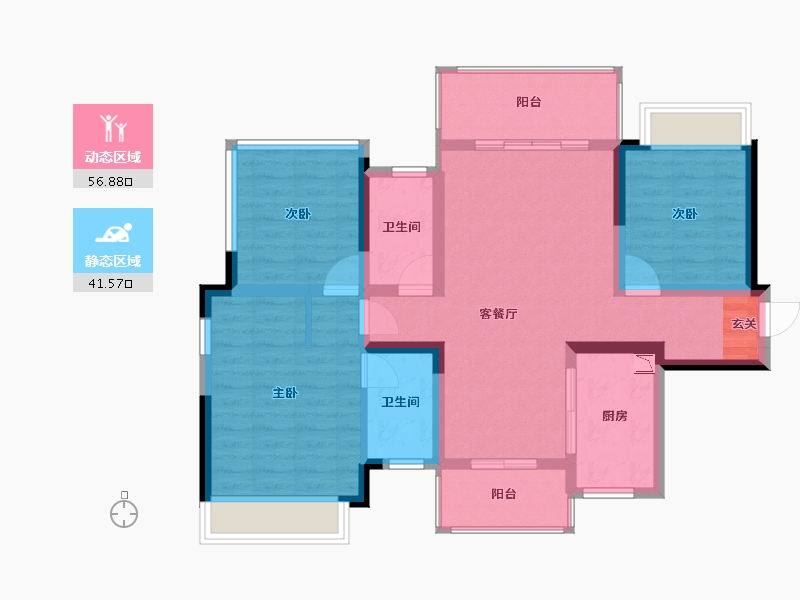 广西壮族自治区-柳州市-彰泰江与城-87.27-户型库-动静分区