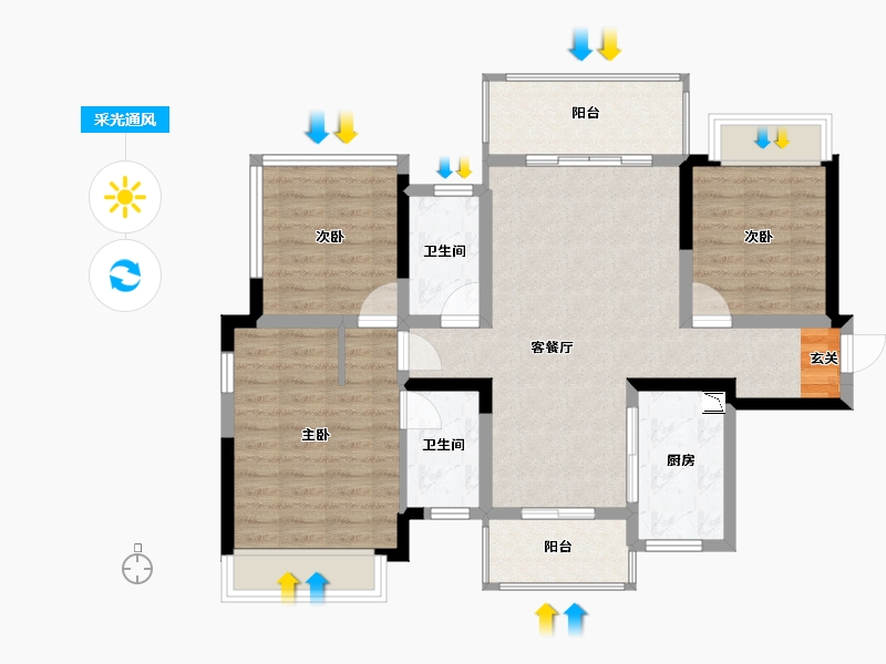 广西壮族自治区-柳州市-彰泰江与城-87.27-户型库-采光通风