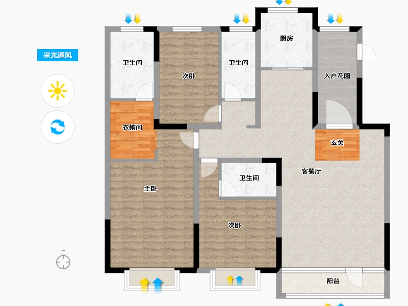 河北省-唐山市-新天地鹭港21区东-136.87-户型库-采光通风