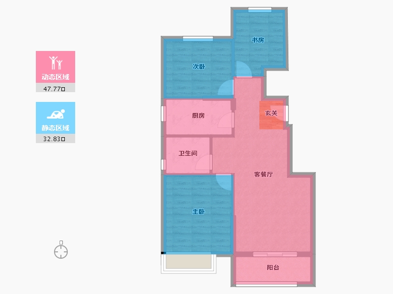 河北省-唐山市-碧桂园凤凰城-72.51-户型库-动静分区