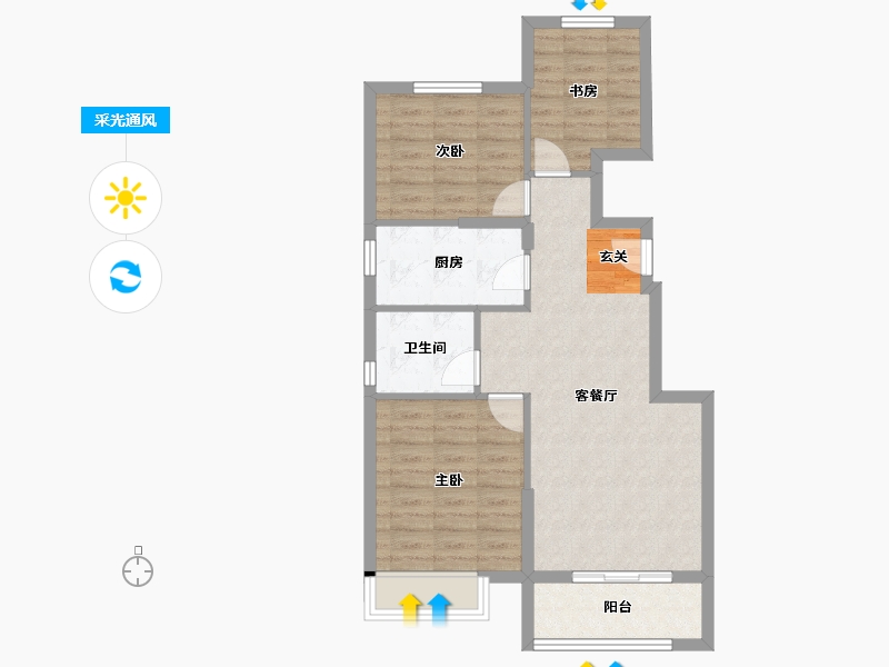 河北省-唐山市-碧桂园凤凰城-72.51-户型库-采光通风