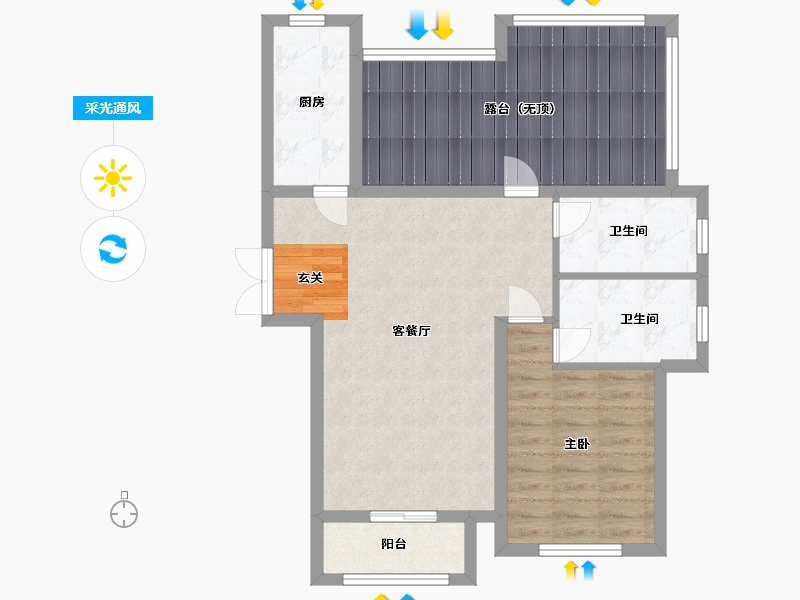 河北省-廊坊市-廊坊新世界中心-80.00-户型库-采光通风