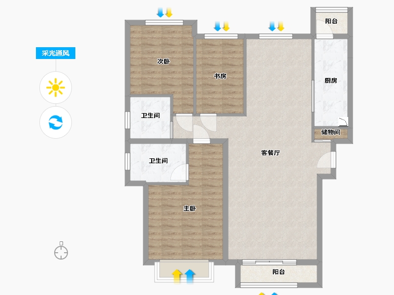 河北省-廊坊市-中建·高街国际-103.20-户型库-采光通风