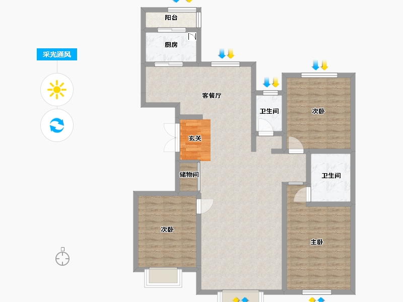 河北省-廊坊市-大学里峰尚-112.09-户型库-采光通风